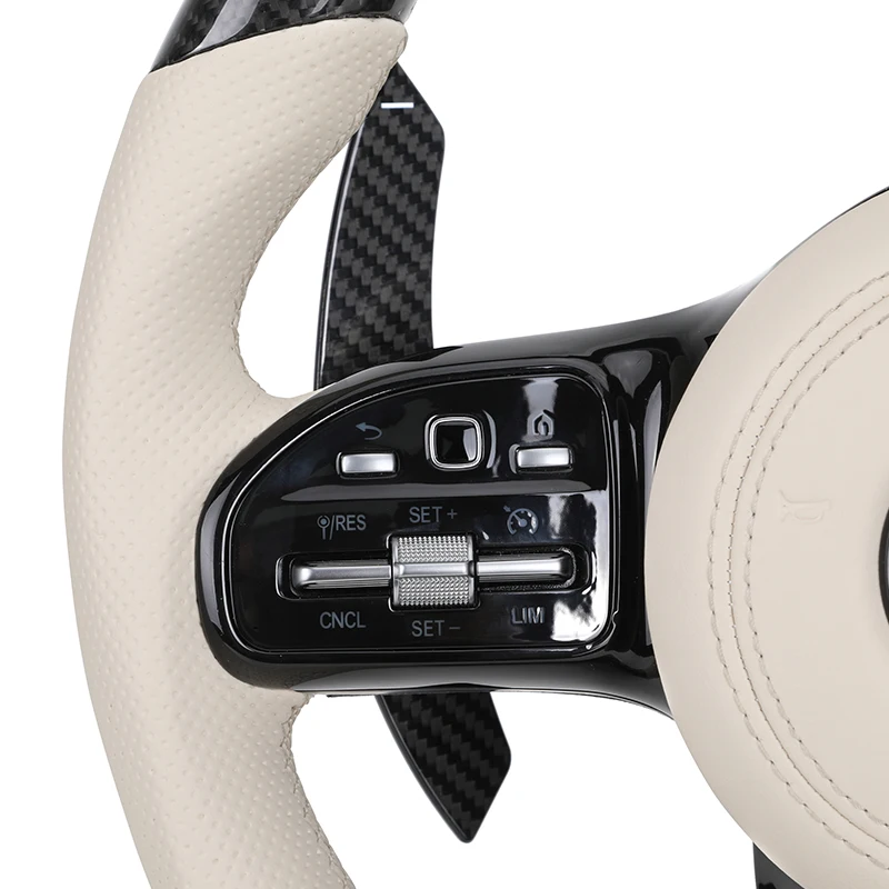 2025 Volant Lenkrad Half Leather Carbon Fiber Steering Wheel for Mercedes Benz W203 W204 W205 W221 W222 C217 C300 C55 AMG
