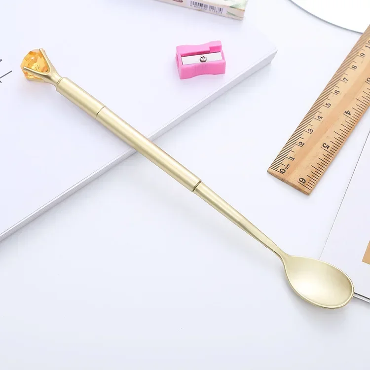 48PCS Box Tableware Modeling Rollerball Pen Creative Diamond Spoon Fork Student Fountain Pen Office Stationery Signature Pen B