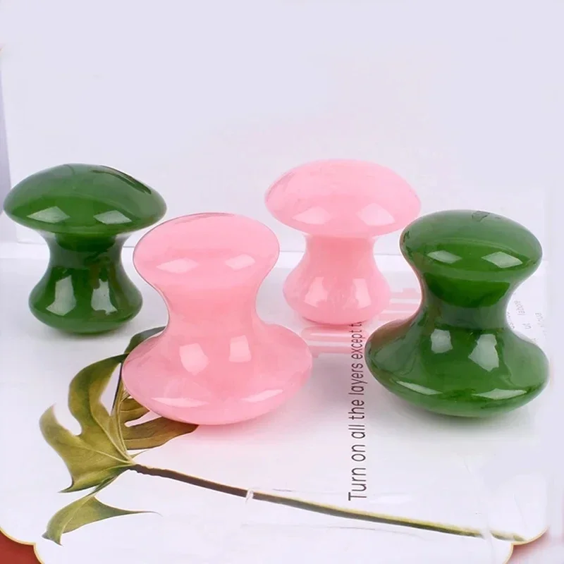 Natural Rose Quartz Jade Mushroom Facial Massage Stone Gouache Scraper Face Massager Gua Sha Board Skin Care Face Lifting Tool