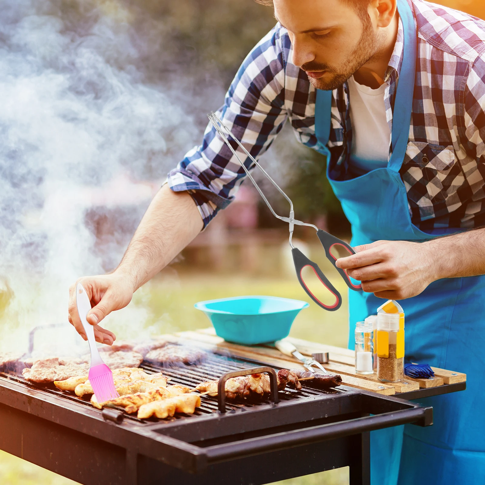 

Stainless Steel Barbecue Tongs Long Handle for Grilling Cooking Flipping Food Bread Toast Kitchen Outdoor Indoor Essential Cook