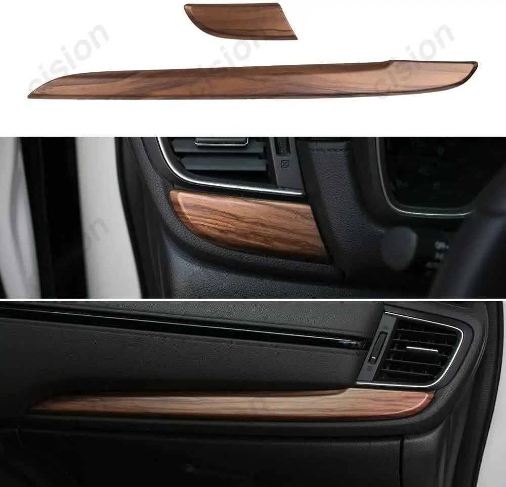 

2x Peach Wood Grain / Carbon Fiber ABS Center Console Dashboard Strip Cover Trim Styling For Honda CRV CR-V 2017-2022 RHD & LHD