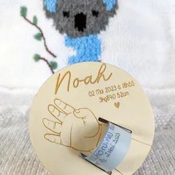 Braccialetto di nascita in legno personalizzato supporto braccialetto di maternità titolare del braccialetto inciso con carta ricordo Idea regalo per bambini benvenuto Baby