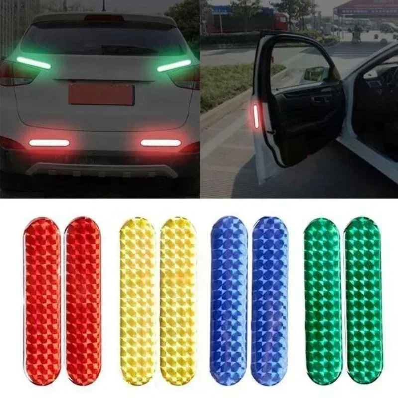 2pcs/set Car Door Reflective Sticker Warning Tape Car Reflective Stickers Reflective Strips 4 Colors Safety Mark Car-styling