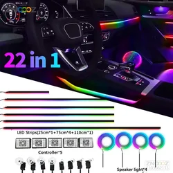18 In 1 Full Color Streamer Car Ambient Lights RGB 64 Color Universal LED Interior Hidden Acrylic Strip Symphony Atmosphere Lamp