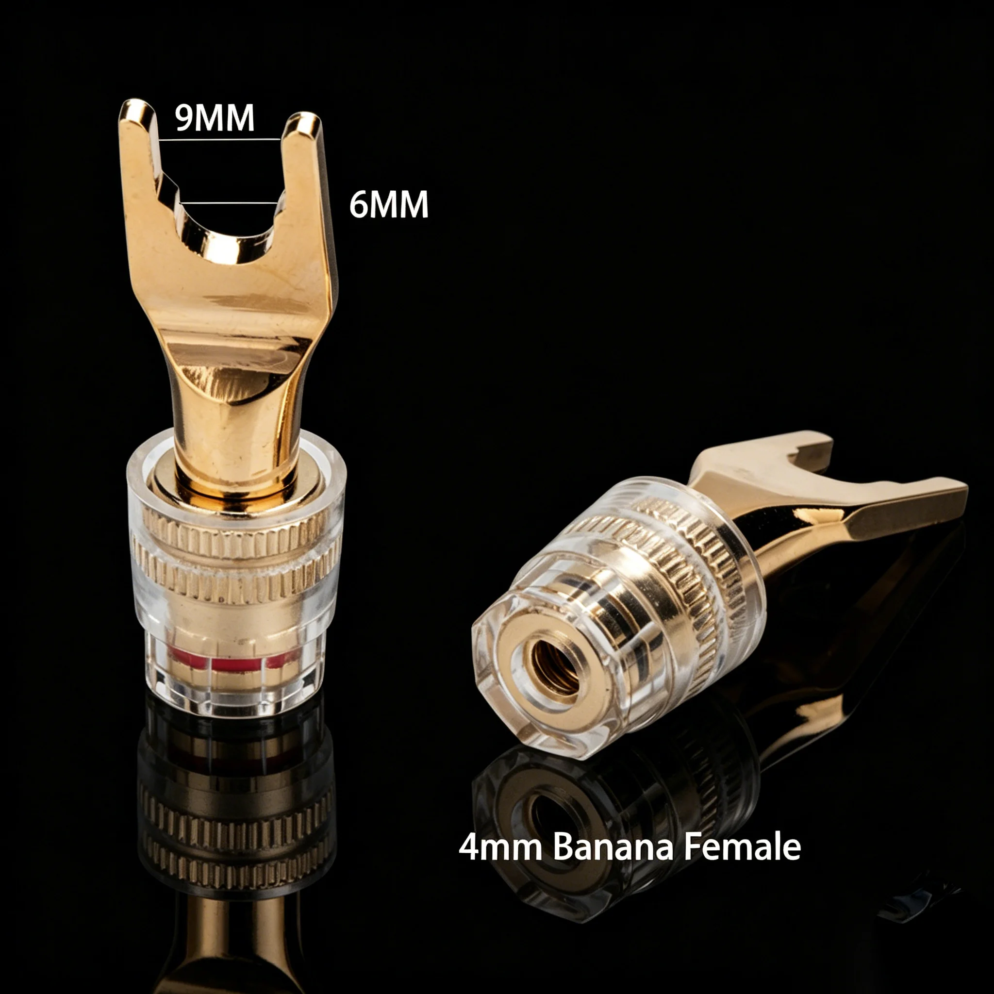 Y to Banana Connectors, Pure Copper Adapter Plug to 4mm Jack Center Surround Wire for Spring Loaded Speaker