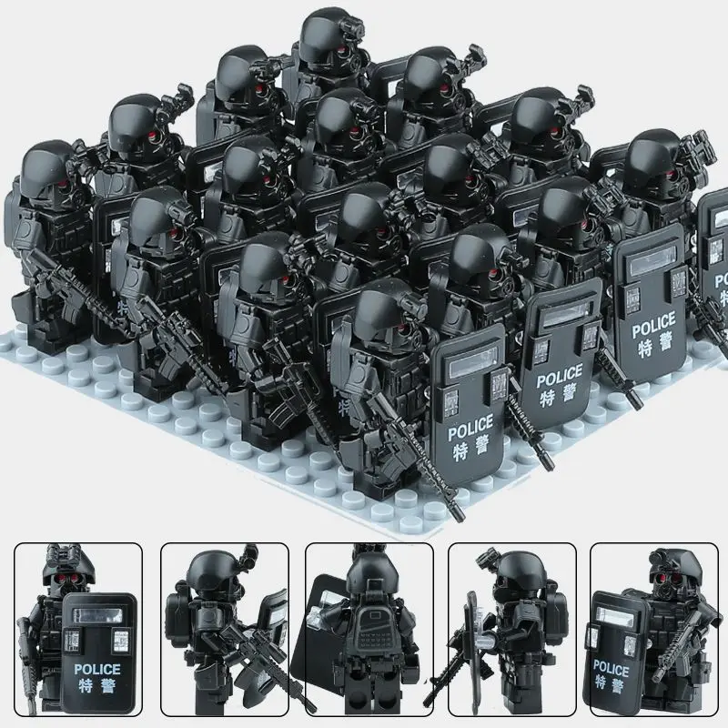 Pièce de construction MOC, rechargement, figurine de forces spéciales Ghost SWAT, assemblage DIY, mini figurine humanoïde entièrement armée, cadeau d'anniversaire
