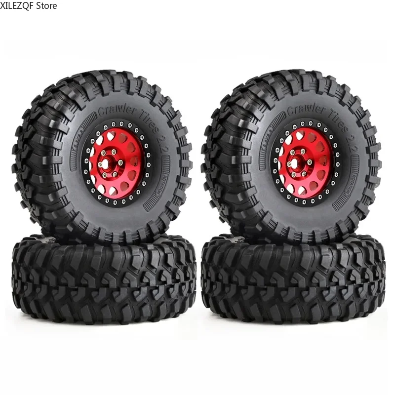 135mm Metal 2.2" Beadlock Wheel Rim Tire Set for 1/10 RC Crawler Car Axial SCX10 Wraith RR10 Capra Traxxas TRX4 YK4082 YK4083