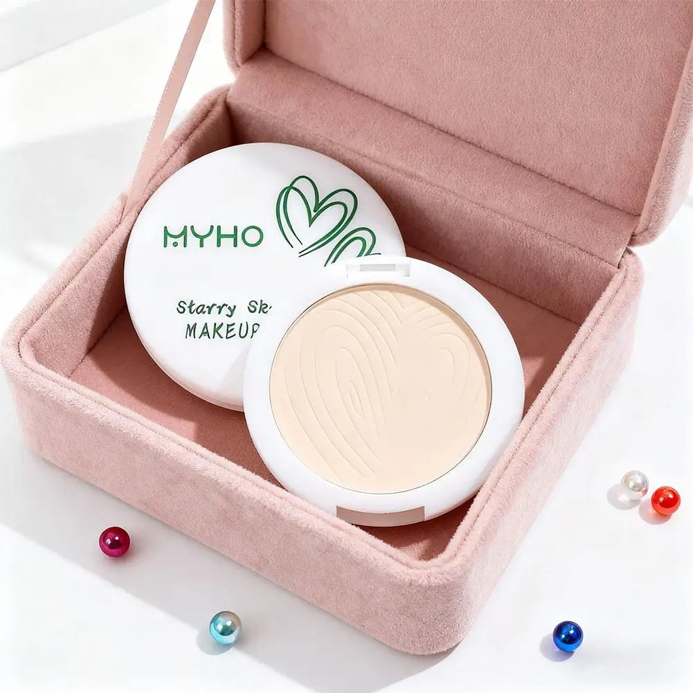 Polvo prensado de enfoque suave para Control de aceite, duradero, corrector de aire Cakey, maquillaje en polvo facial, cobertura completa, ajuste X0T3