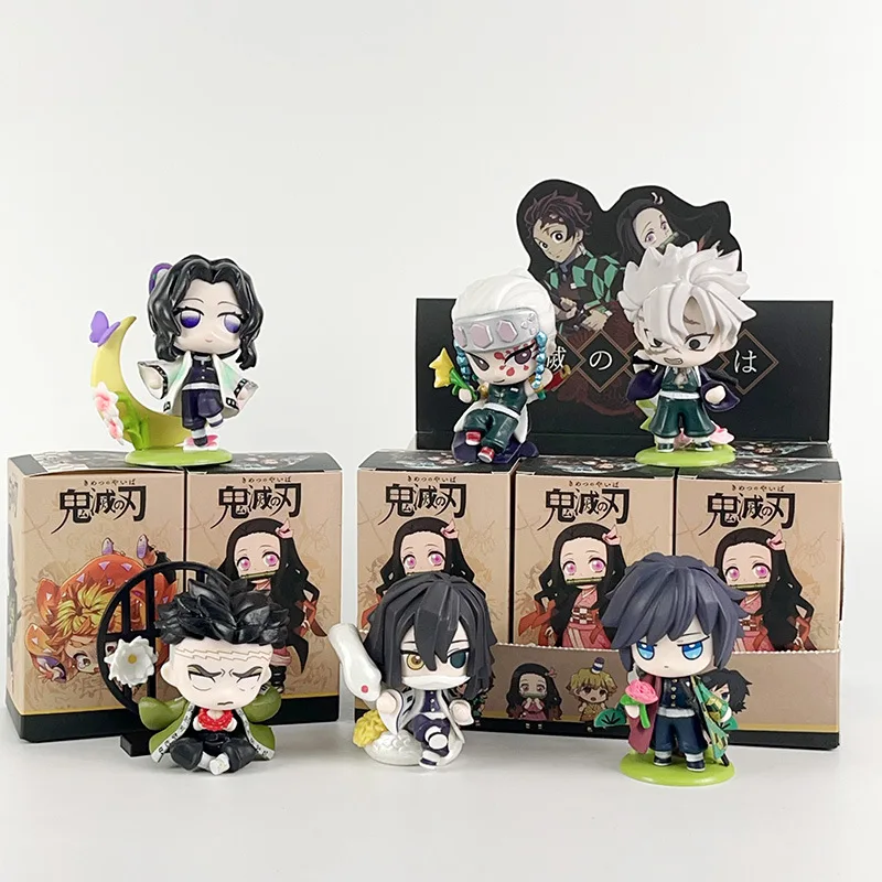 Anime Demon Slayer Birth Flower Series Q-version kawaii Action Figure PVC model Statue Toys Car ornaments Desk Decor Gifts