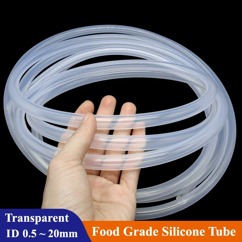 Tuyau flexible en caoutchouc de silicone transparent de qualité alimentaire, tuyau souple pour jardin et aquarium, ID 0.5 ~ 20mm, OD 1 ~ 28mm, 1m ~ 10m