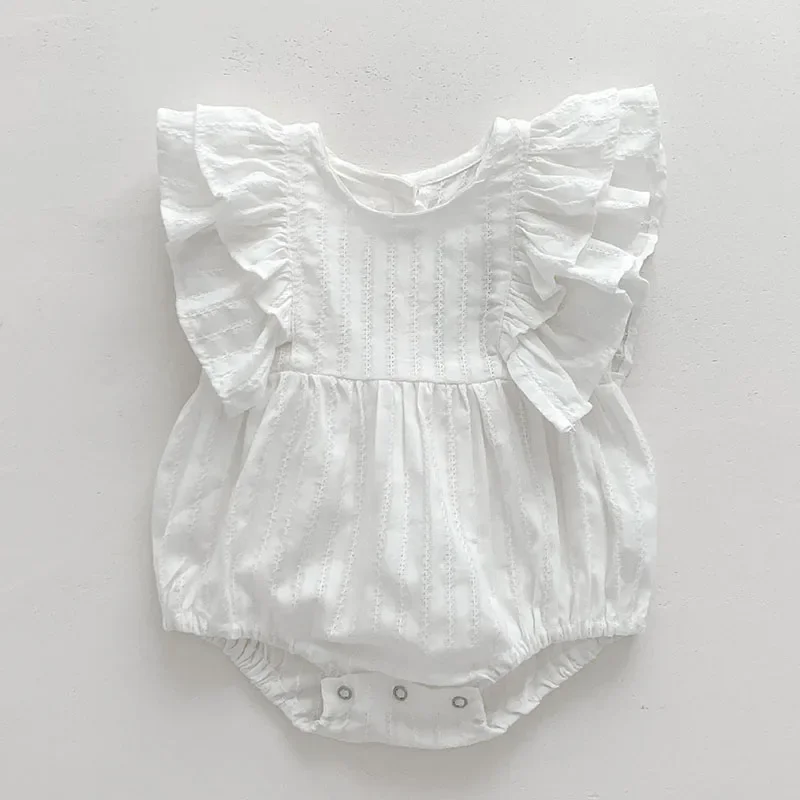 2025 New Summer Infant Baby Girls Bodysuits Flying Sleeve Cotton Print Toddler Baby Girls Jumpsuit 0-24M Baby Girls Clothing