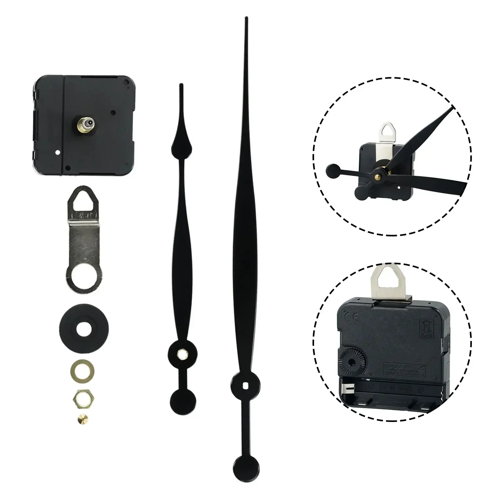 Quality Silent Quartz DIY Mechanism Movement Kit Larged Long Hands Clock Movement High Torques Wall Clock Accessories Black