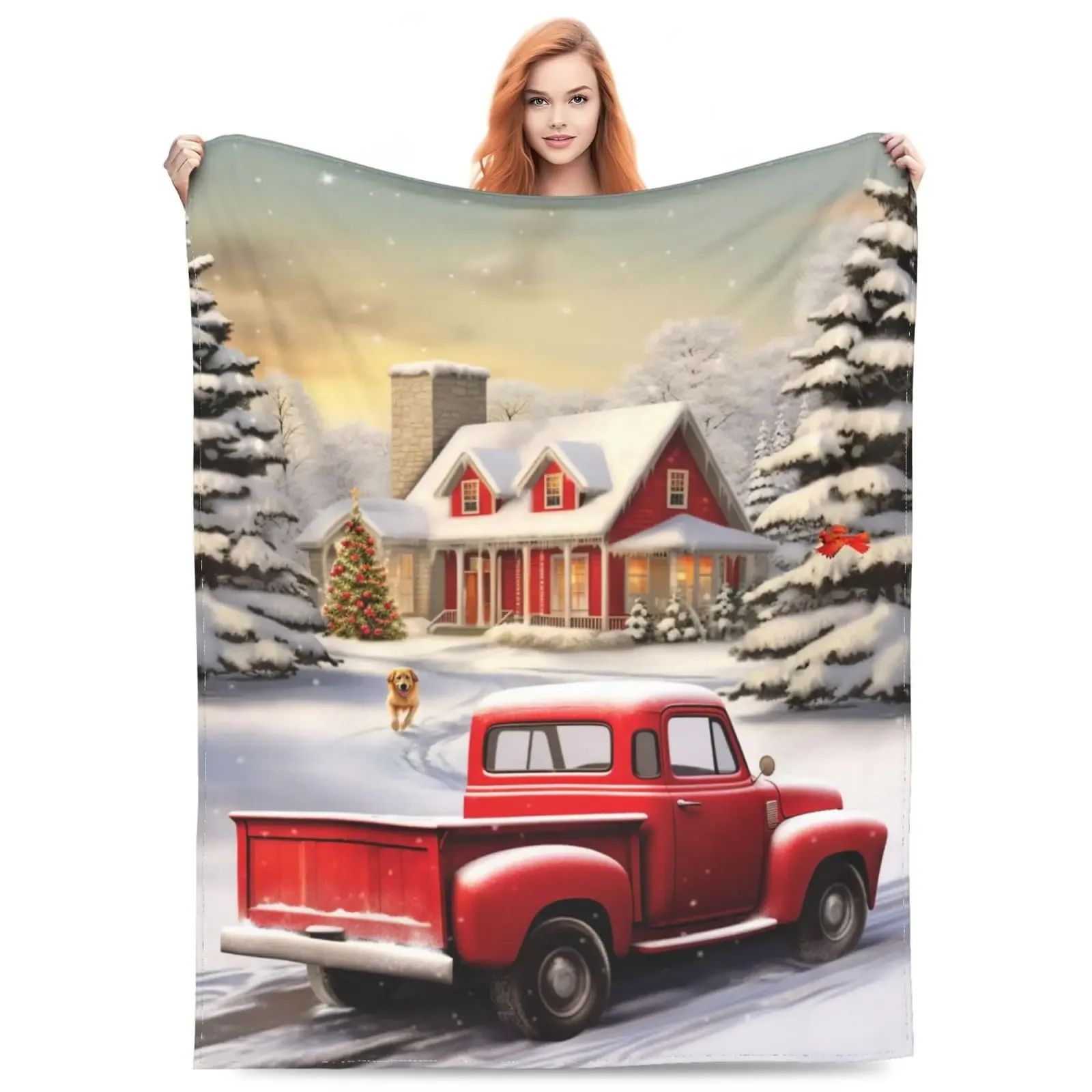 Christmas Throw Blanket Christmas Decor Gift, Microfiber Reindeer Santa Claus Flannel Blanket Travel Blanket For Gift Couch Sofa