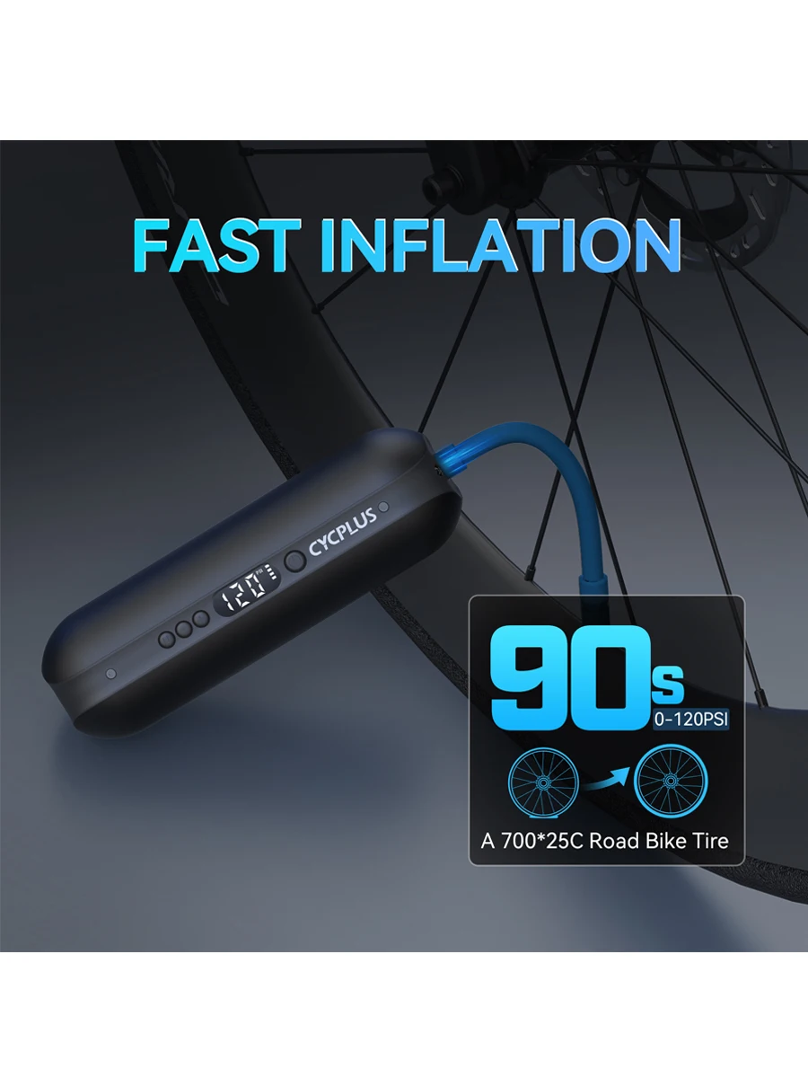 AliExpress NONE CYCPLUS A2 Portable High Pressure 150psi 5200mAh Rechargeable Bicycle Accessories for Motorcycle Car Tires Air Compressor