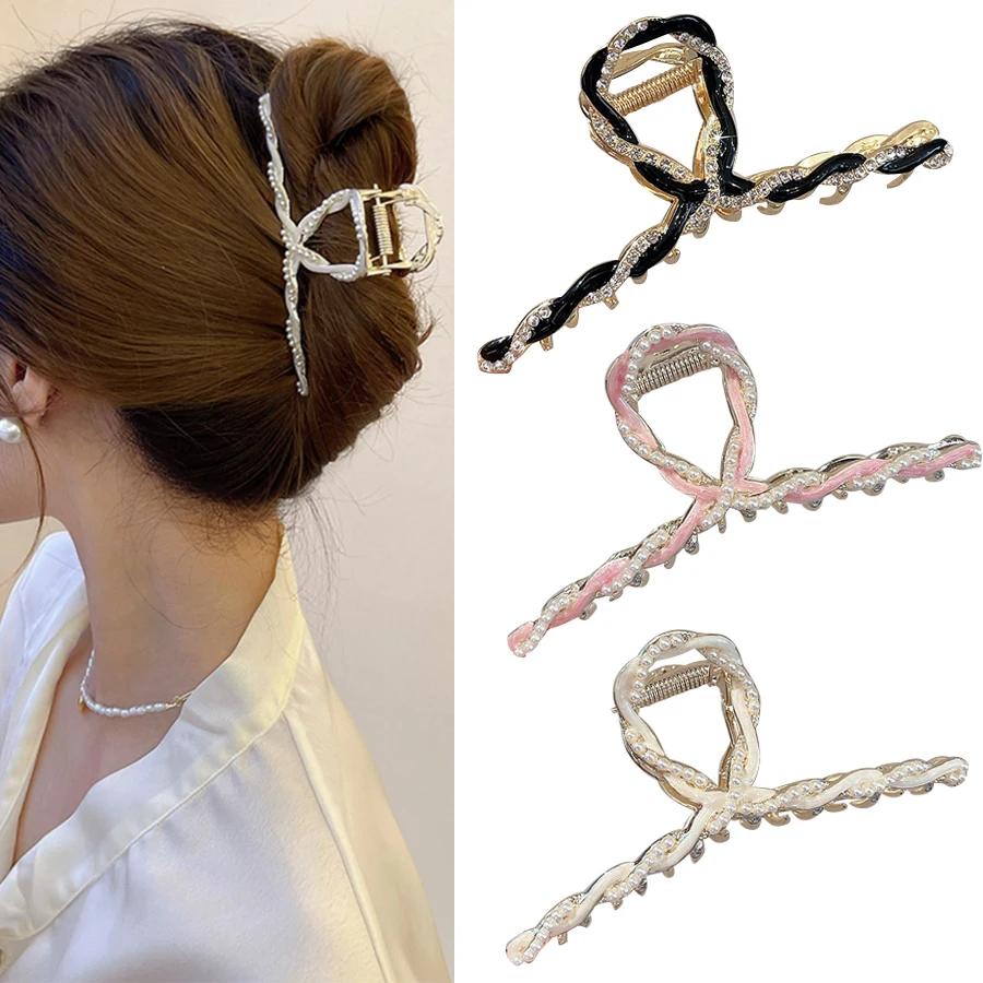 

Korean Enamel Cross Hair Claws Clips Geometric Gold Color Hairpins Hair Crab Claw For Women Girls Headband Hair Accessories New