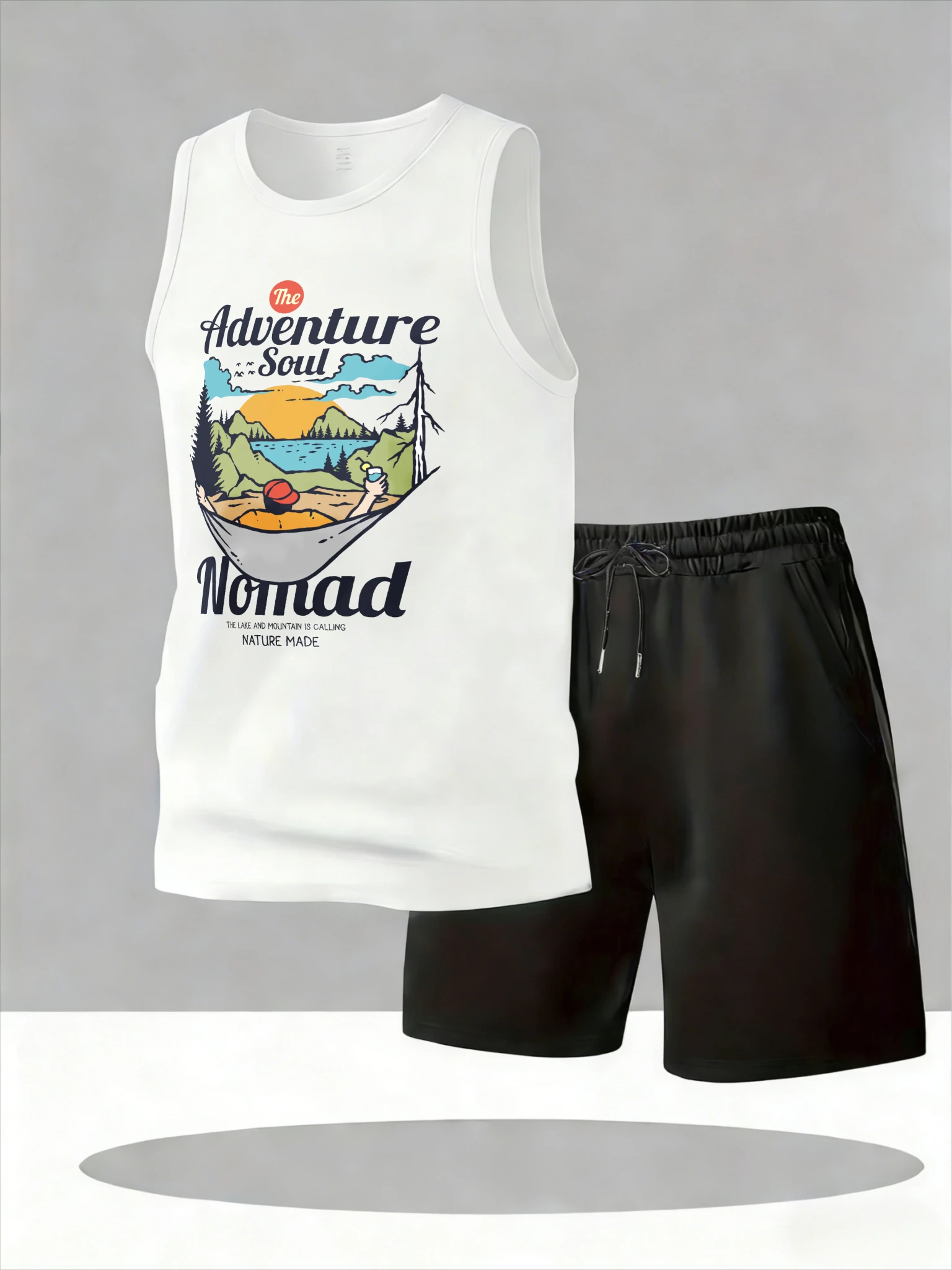 

Men's Tank Top Sets 2026 Summer Quick drying Breathable crewneck seaside sweat suit running two-piece set oversize sports