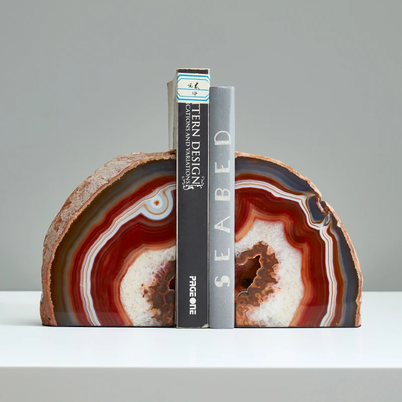 Bookends Sculptures & Figurines Home Decoration Accessories Livingroom Agate Stone Modem Style Aesthetic Desk Organizer Storage