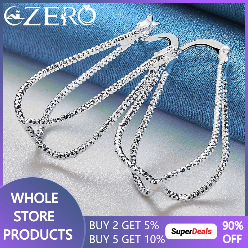 

ALIZERO 925 Sterling Silver Double Line Cross Hoop Earrings For Woman Wedding Engagement Party Fashion Charms Jewelry Gift