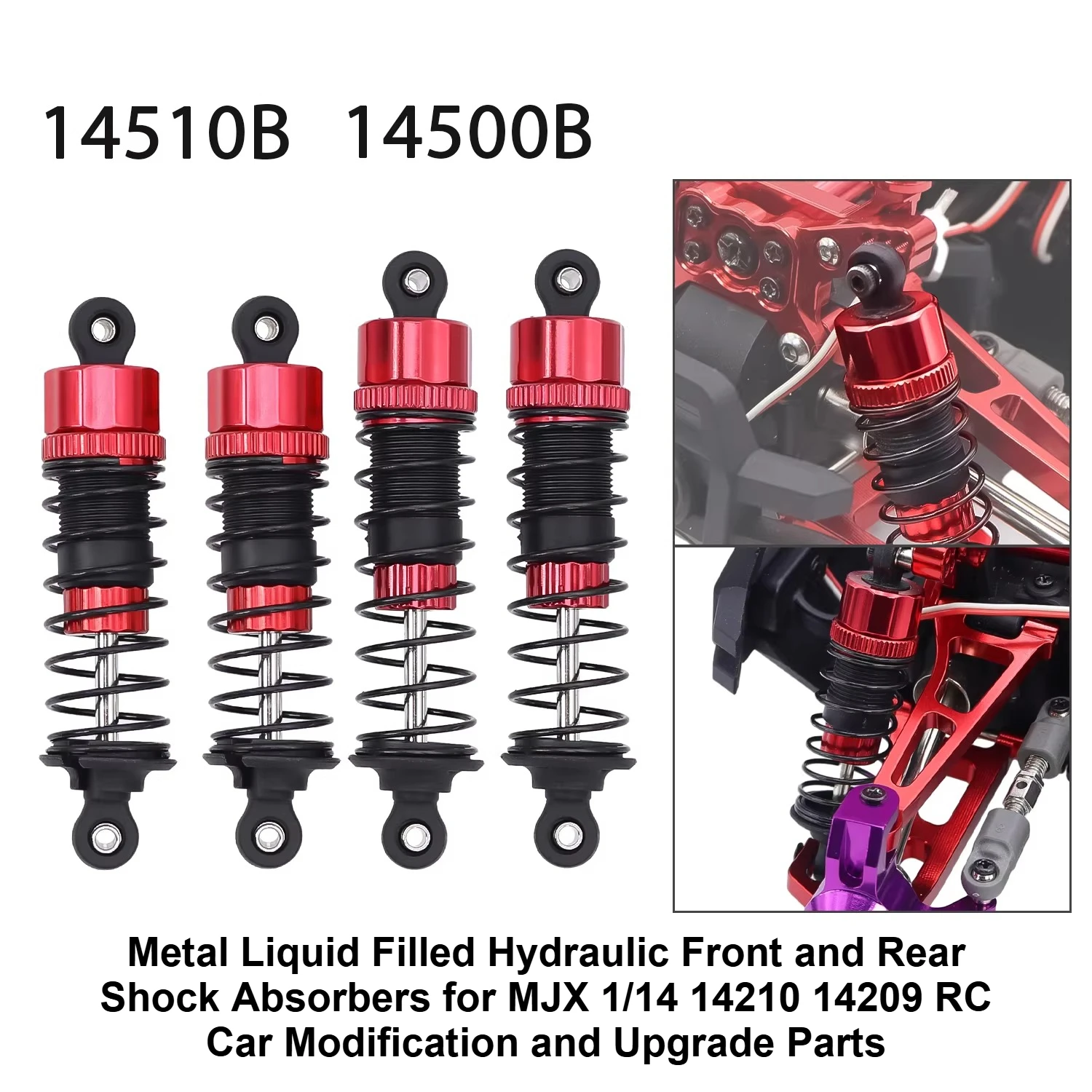 Metal Liquid Filled Hydraulic Front and Rear Shock Absorbers for MJX 1/14 14210 14209 RC Car Modification and Upgrade Parts