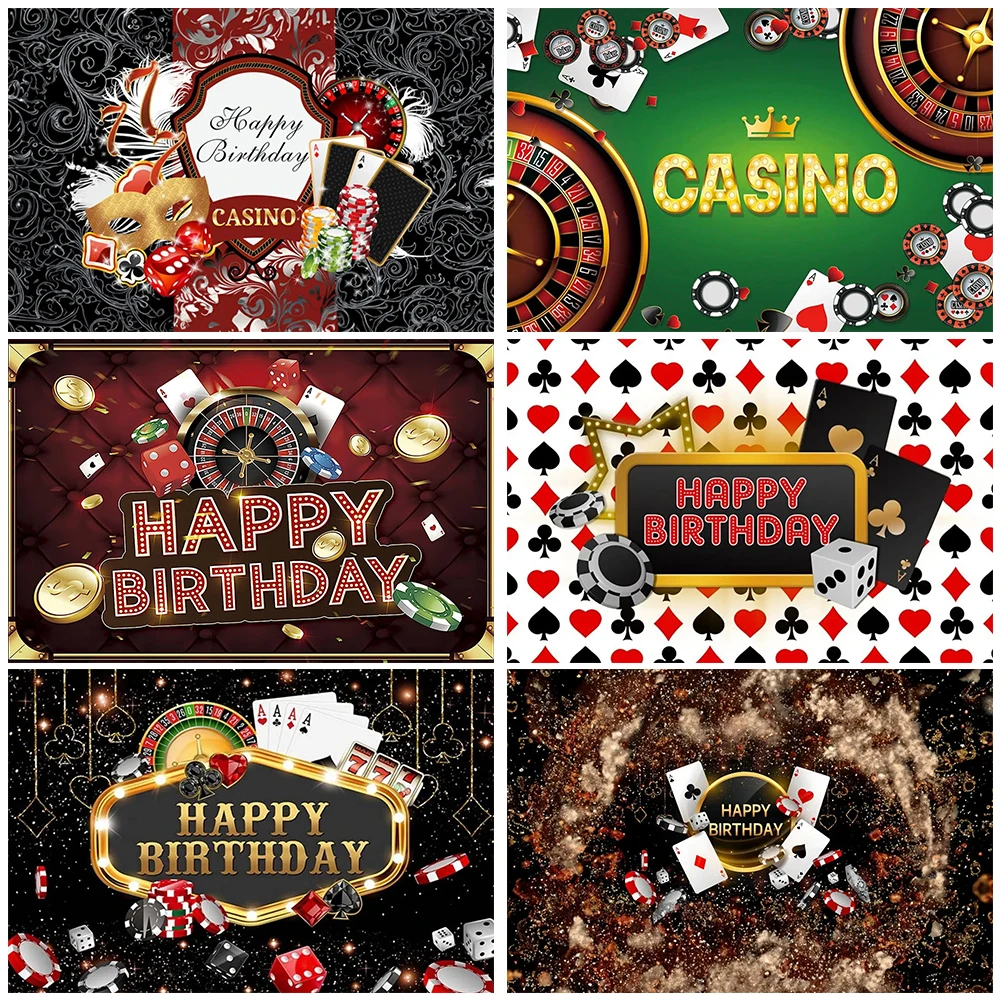 

Casino Las Vegas Poker Dice Chip Theme Adult Birthday Party Vinyl Background Baby Shower Decoration Photography Props Supplies