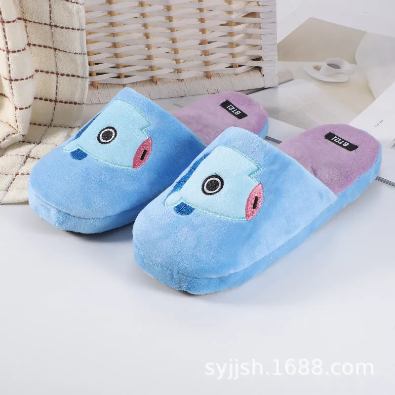 BT21 Hausschuhe Herbst und Winter Neue Cartoon-Hausschuhe für drinnen Rutschfeste Holzbodenschuhe Paar-Warme Hausschuhe LINE FRIENDS – Detail 5