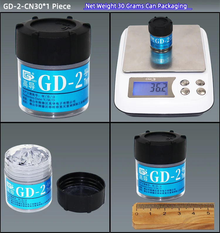 GD-2 Wärmeleitpaste Wärmeleitfett Nettogewicht 1/3/4/7/15/30 Gramm Graupaste Gips Kühlkörperverbindung für CPU GPU SY – Detail 10