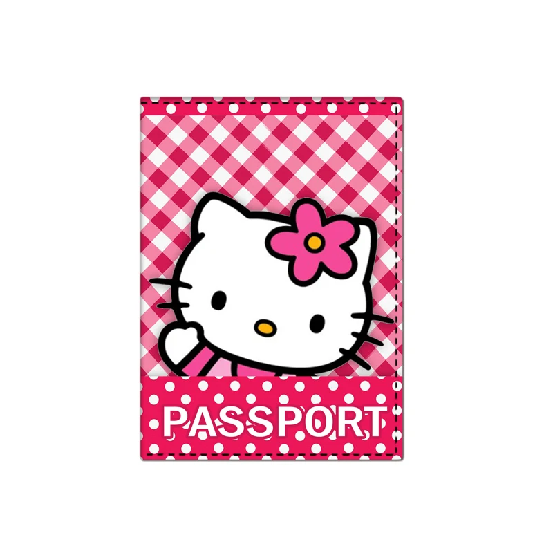 Hello Kitty Passport Holder Credit Card Travel Passport Cover Girls Ladies PU Leather Bank ID Card Holder Ticket Folder Case