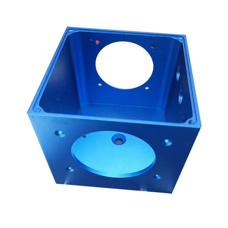 Custom Blue Anodized Aluminum CNC Machined Square Enclosure Box Four-axis CNC Micron-level Machining