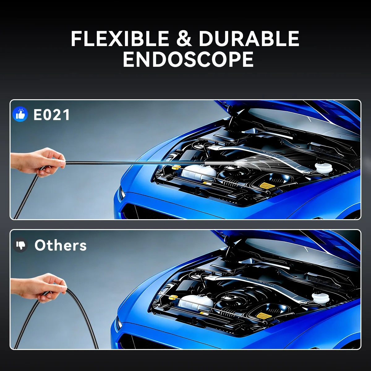 MUCAR E021 Boroscopio Diagnostico Automobilistico Endoscopio USB HD Regolabile 6 LED 90cm 5.5mm IP67 Compatibile con THINKSCAN689BT MUCAR892BT