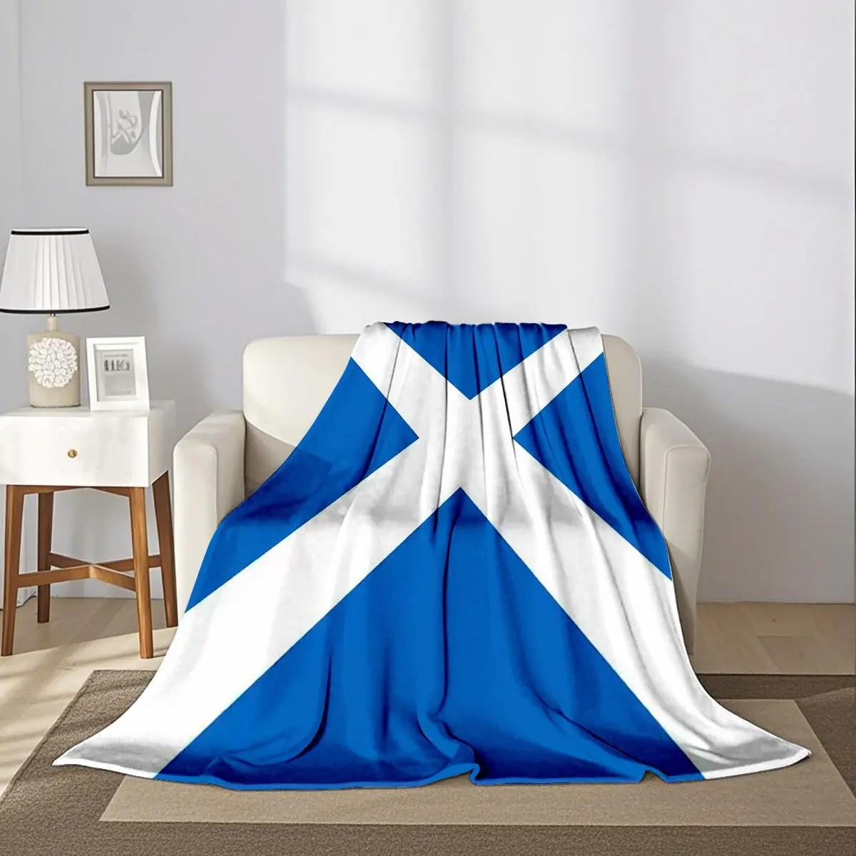 Decorative Scottish Plaid Cross Pattern Throw Blanket for Sofa Bed Cozy Fleece Microfiber Accent Home Decor Gift Winter Seasonal