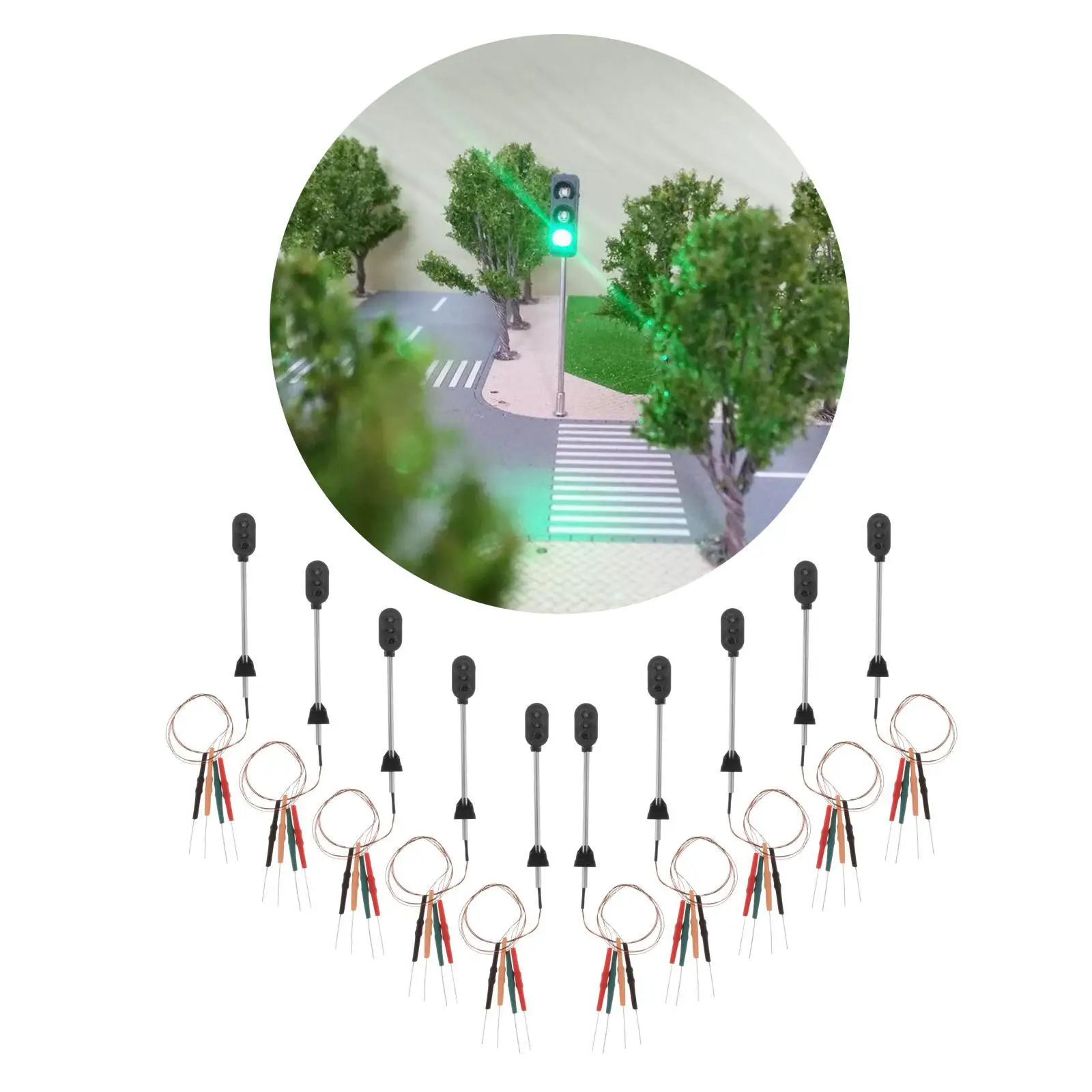 12V 10 Buah Lampu Kereta Api Model LED Skala HO 1:87 untuk Tata Letak Lanskap