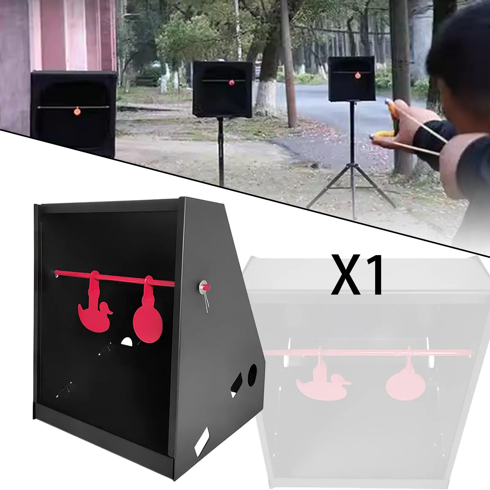 Professional Target Box Portable Training Tool Carbon Steel Rotating Targets Practice Equipment for Yard Game