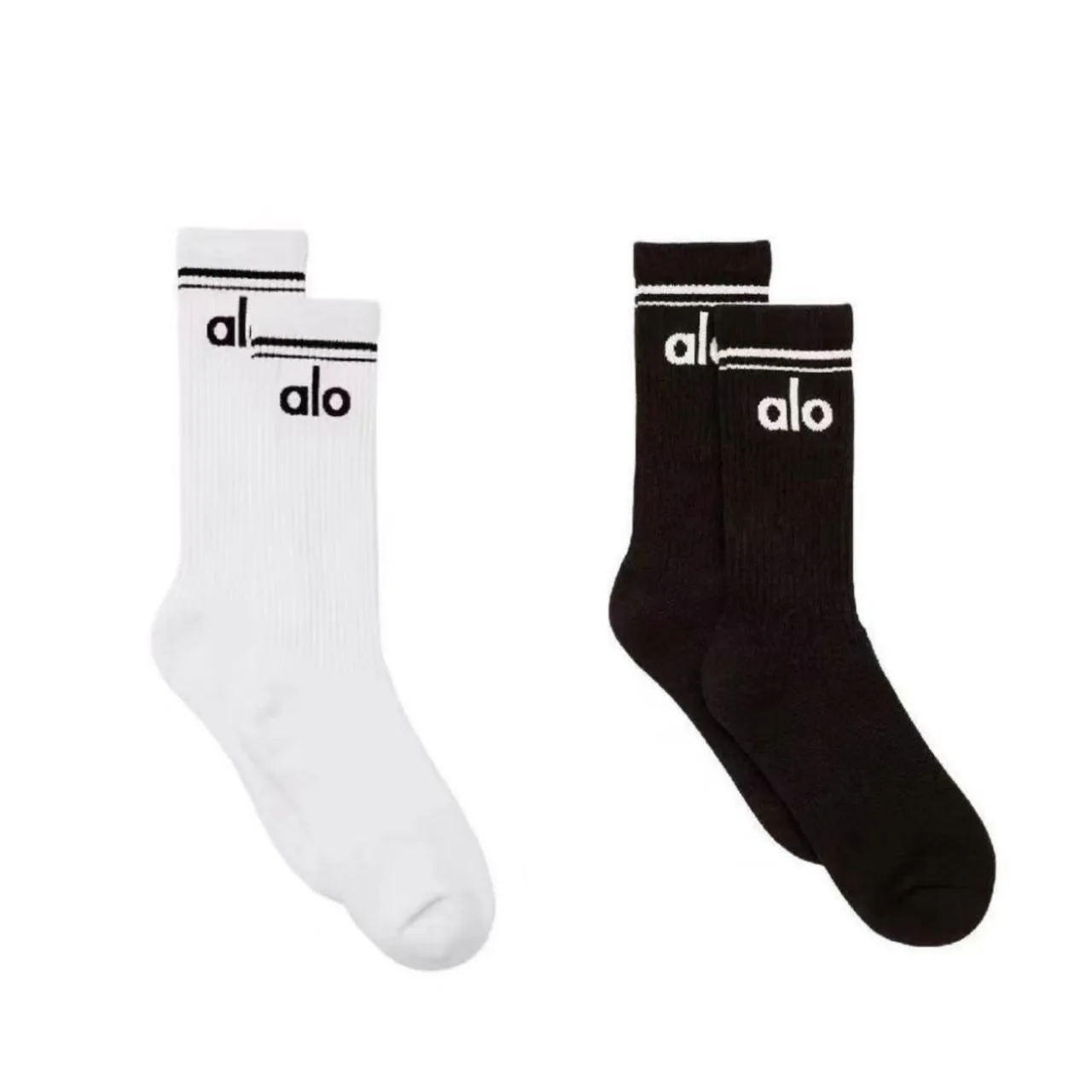 Alo Brand yoga Socks, Football Socks, Cotton Socks, Mid-Calf Sports Socks, Sweat-Absorbing Mid-Calf Socks for Both Men and Women