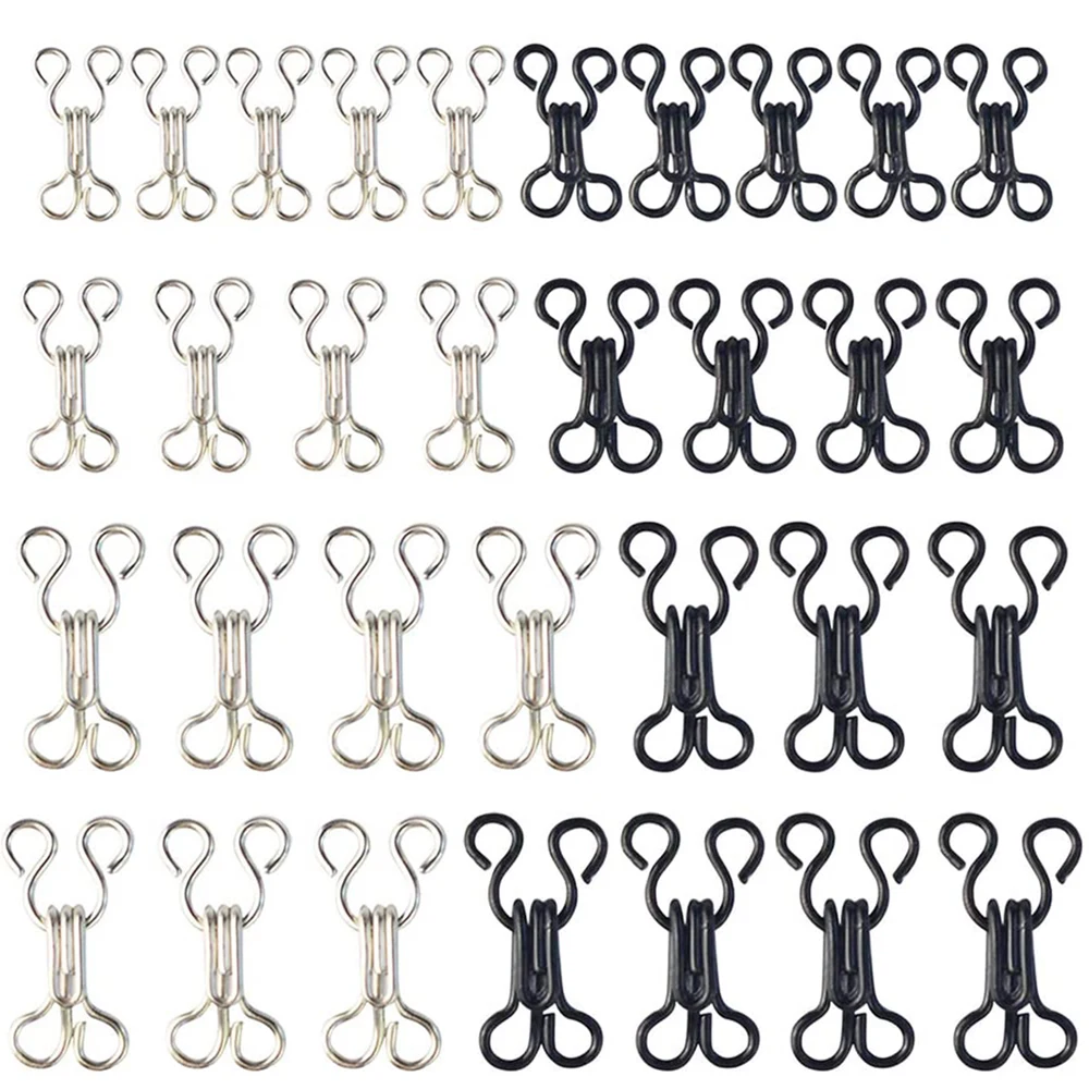 100 Sets Sewing Hooks and Eyes 4 Sizes Invisible Hooks Fastener for Bra Skirt Clothing Repair Trousers Hooks Eyes Fasteners Tool