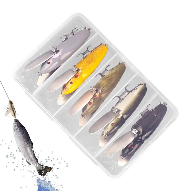 5pcs/set Mouses Shape Fishing Crankbait Hard Bait Fishing Lure Swimbait Simulation Mouses Bait Series Bass Bait Drag Type Bait