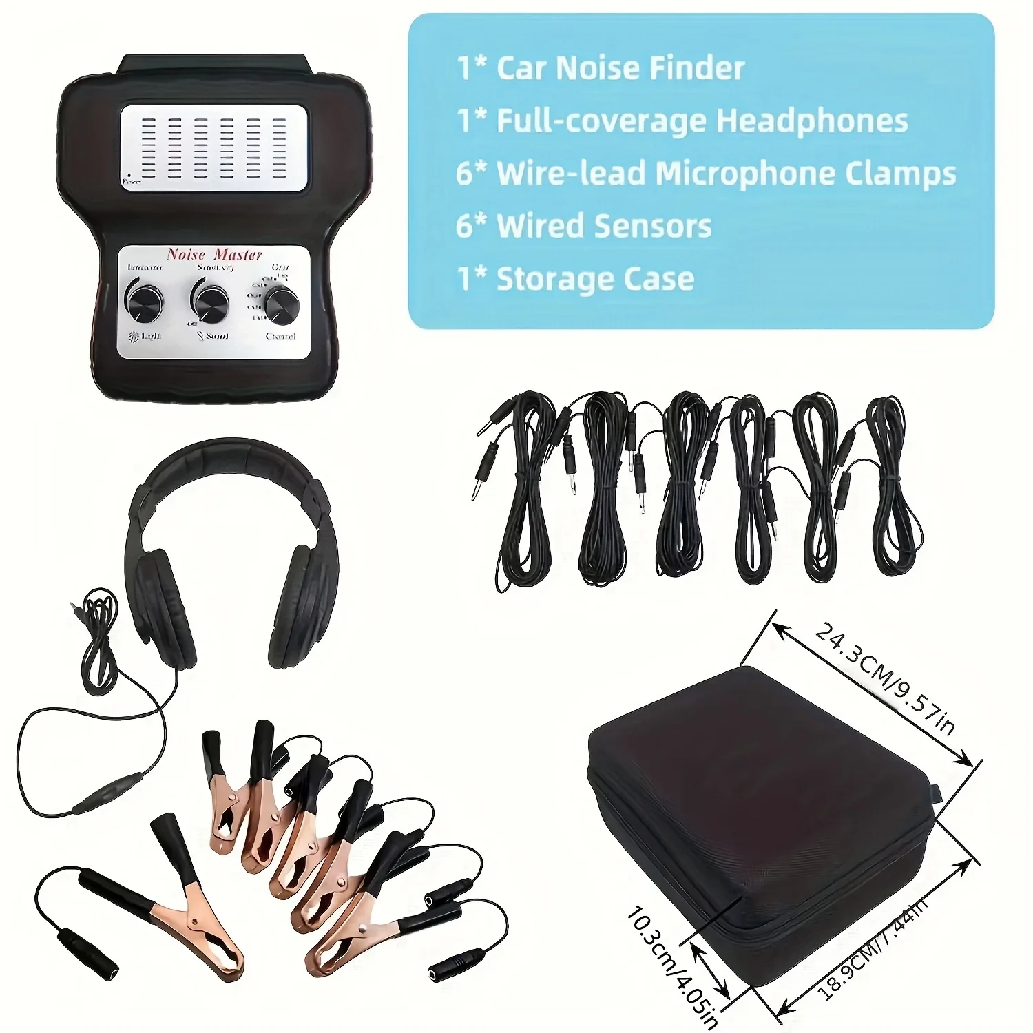 Chassis System Ear Electronic Stethoscope Diagnostic Kit with Earphones Six-channel Stethoscope Abnormal Sound Tester