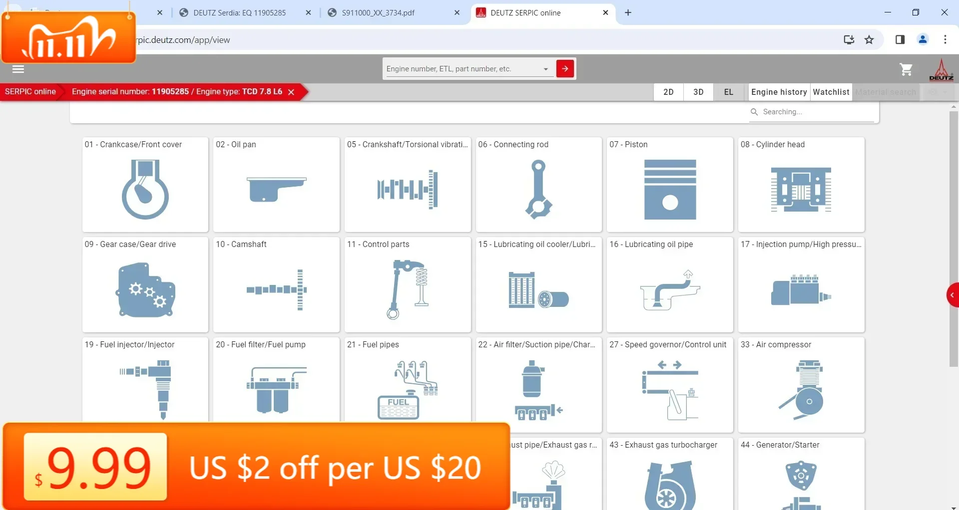 TruckEPC TruckEPC Deutz SerDia 4.0+USBドングル