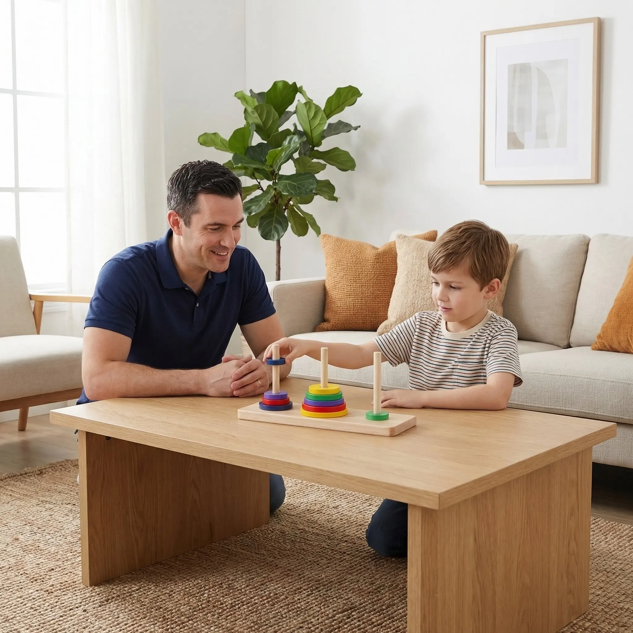 

1Set Wooden Hanoi Tower Intellectual Puzzle Board Game Colorful Educational Logic Game for Kids Adults Relaxation Brain