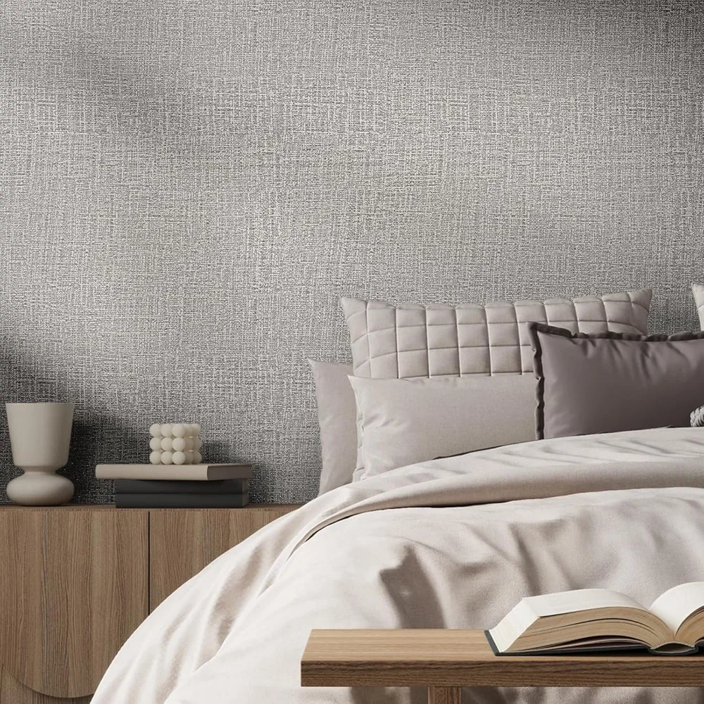 ورق جدران مزخرف من قماش العشب قابل للتقشير واللصق للخزائن، ورق حائط من الكتان الصناعي، سهل التركيب، لاصق يدوم طويلاً، 23.6