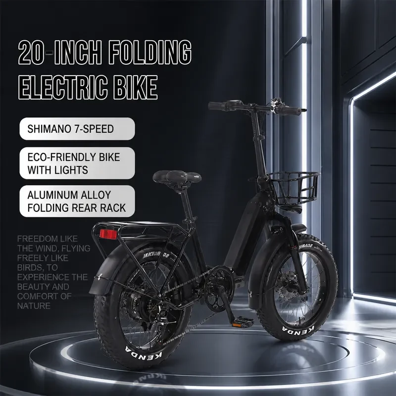 20 Inch Foldable Electric Bicycle Aluminum Alloy Retro E Bike with Oil Disc Brake