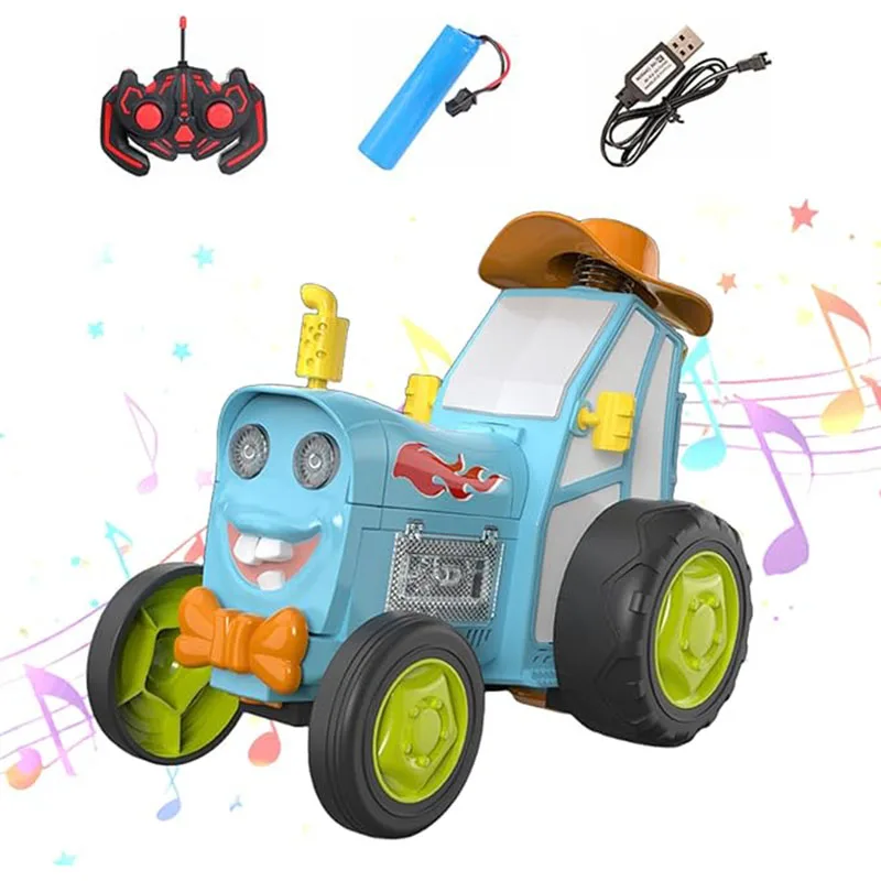 Crazy Jumping Car Toy Remote Control Car with Headlights and Music Fast Stunt RC Trucks Double Sided Toy Train for Boys Girl