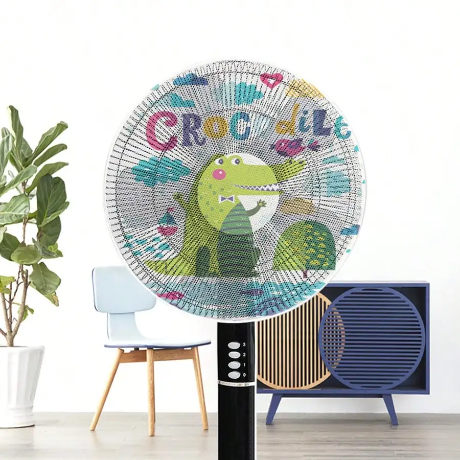 Cartoon Mesh Kids Safety Electric Fan Dust Cover 50cm Universal Round Dustproof Stand Table Fan Protector Bag Household Supplies