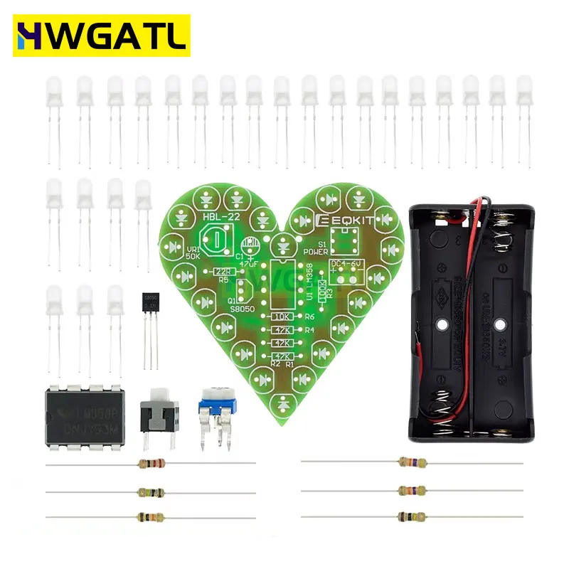 DIY Kit Heart Shape Breathing Lamp Kit DC 4V-6V Breathing LED Suite Red White Blue Green DIY Electronic Production for Learning