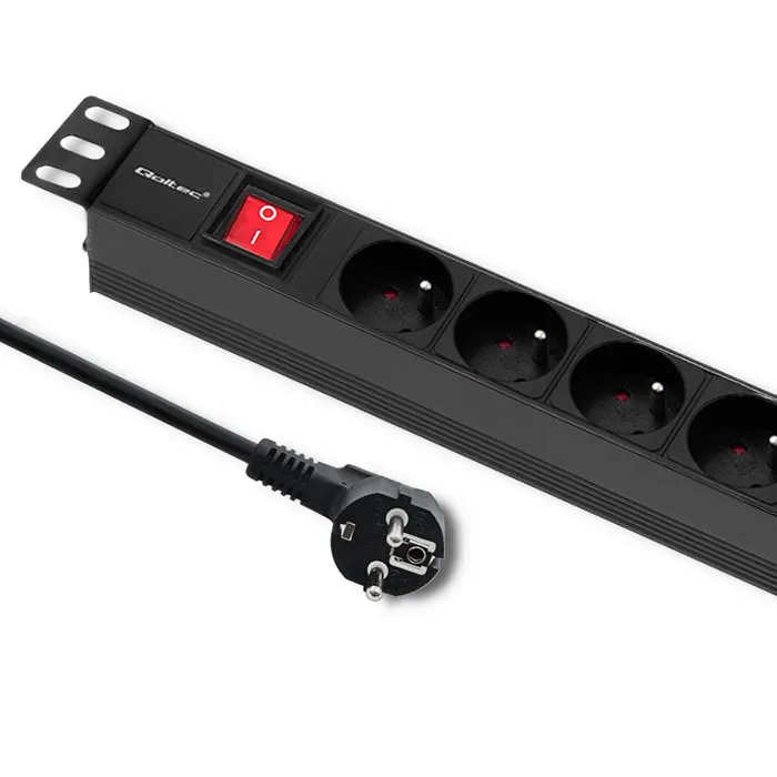 Qoltec Stekkerdoos PDU voor RACK 19'' | 1U | 16A | 6xFRENCH | 2m