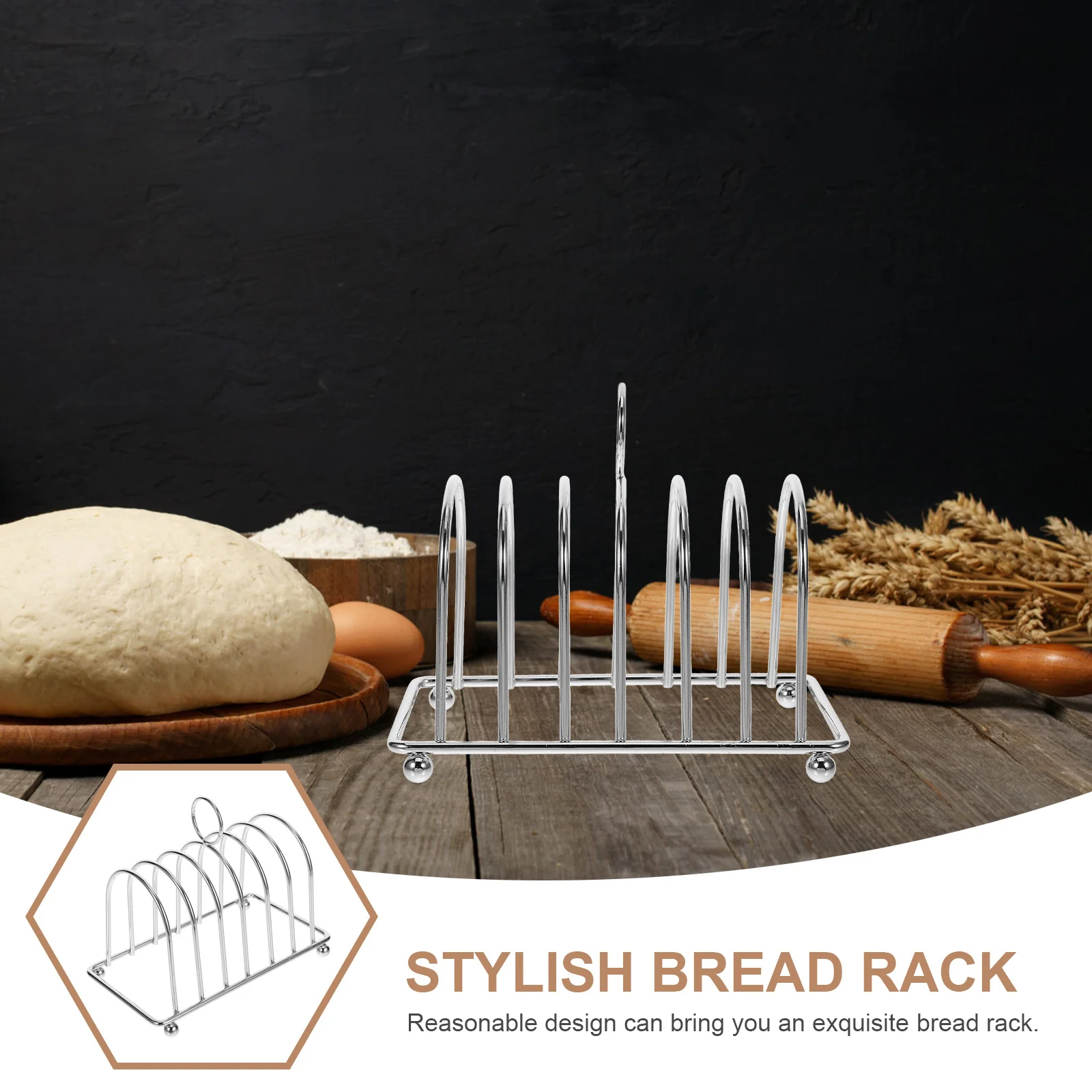 

Metal Bread Rack for Countertop with Smooth Finish Lightweight Design Household Toast Stand Kitchen Accessory Reusable Slice
