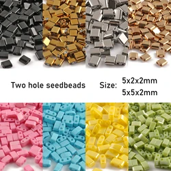 Japanese Double Seedbeads Taidian Two Hole Glass Hematite Beads for Needlework DIY Bracelets Bohemia Jewelry Accessories