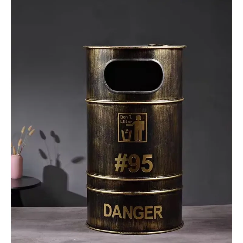 

Vintage Industrial Trash Can, Large Metal Tin Bucket, Indoor Outdoor Planter, Home Office Decorative Bin, Retro Iron Wastebasket