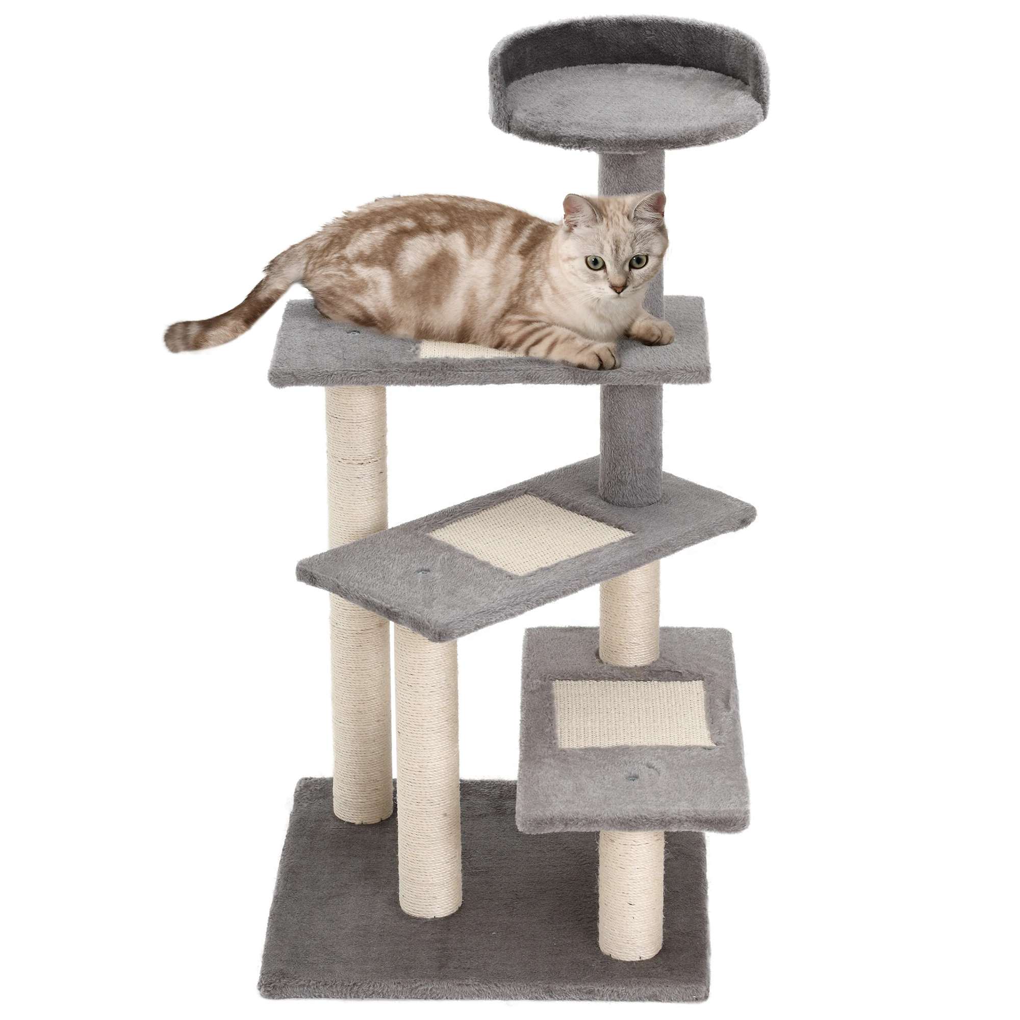 

40" 5-Level Revolving Stair Cat Tree Scratcher Climbing Activity Tower with Play Center and Resting Perch, Grey