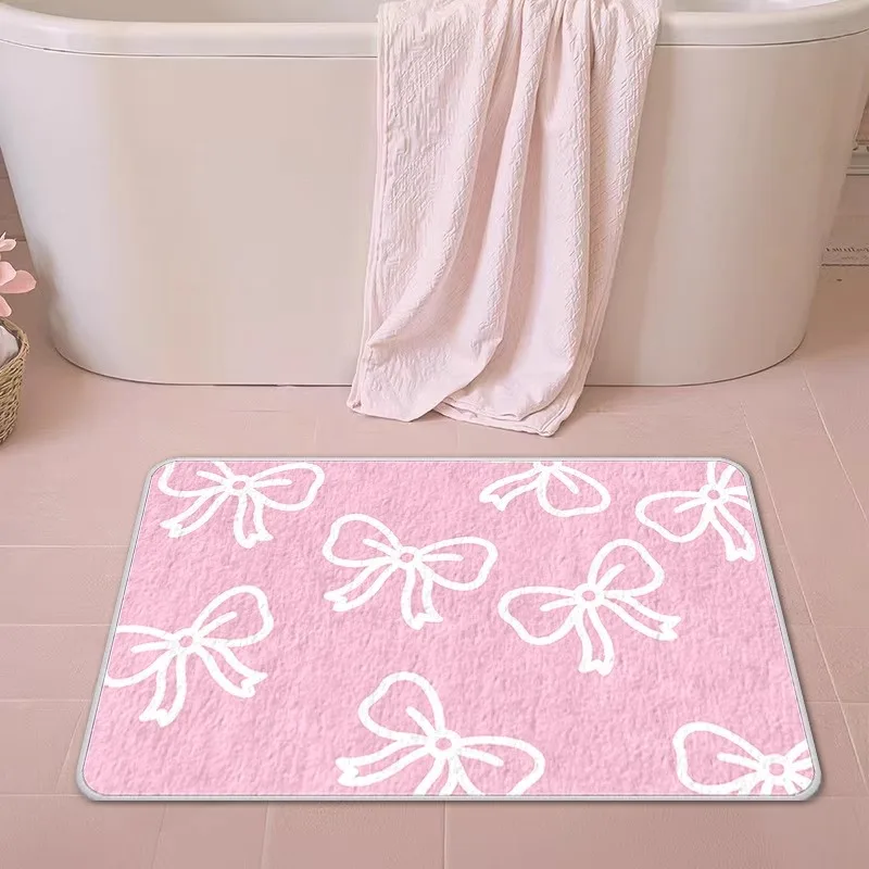 Бант из искусственного кашемира, декоративный напольный коврик для двери ванной комнаты, нескользящий впитывающий коврик для ног, коврик для входной двери, пятно