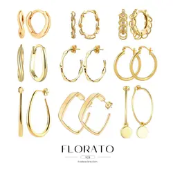 Vintage Simple Gold Earrings 925 Sterling Silver Ear Needle Pierced Hoop Earrings For Women Fashion Party Jewelry Accessories